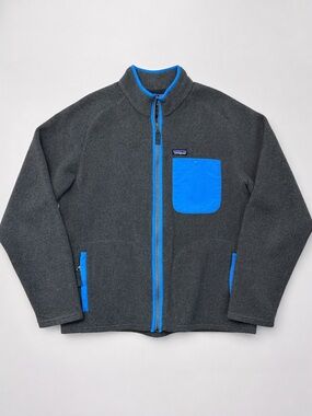 Patagonia Synchilla Fleece Jacket Mens L Gray Blue Full Zip Pocket